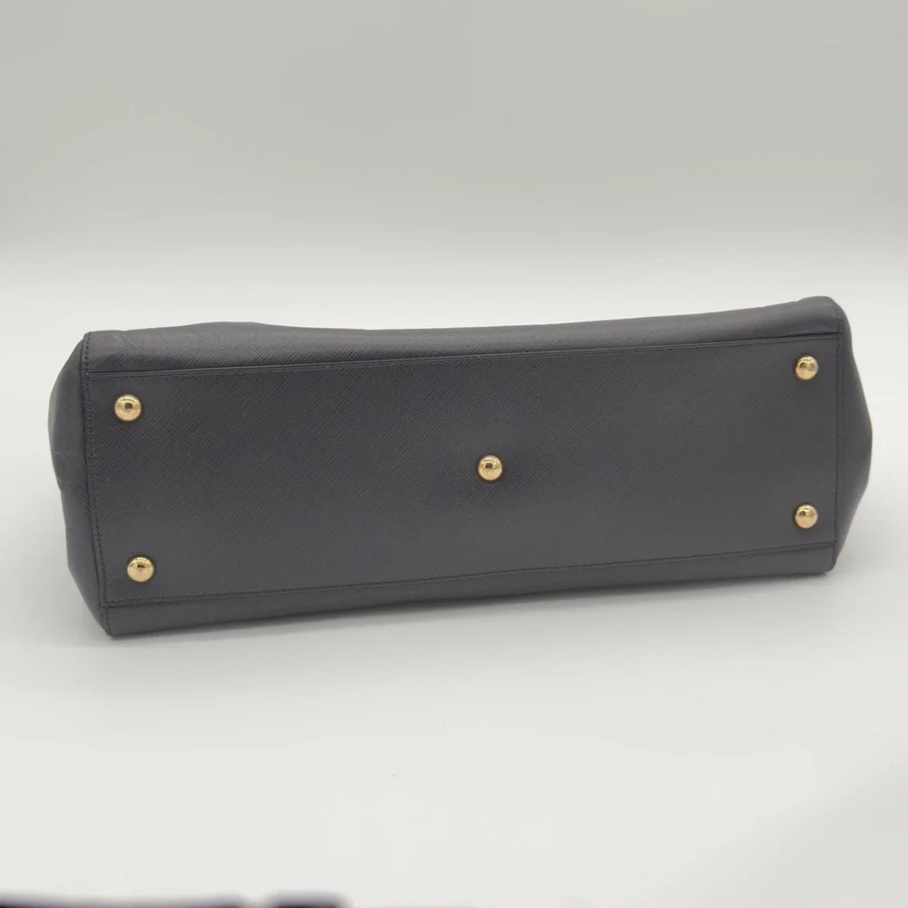 Salvatore Ferragamo Leather Chain Tote Bag Handbag Grey Gold - Picture 10 of 16